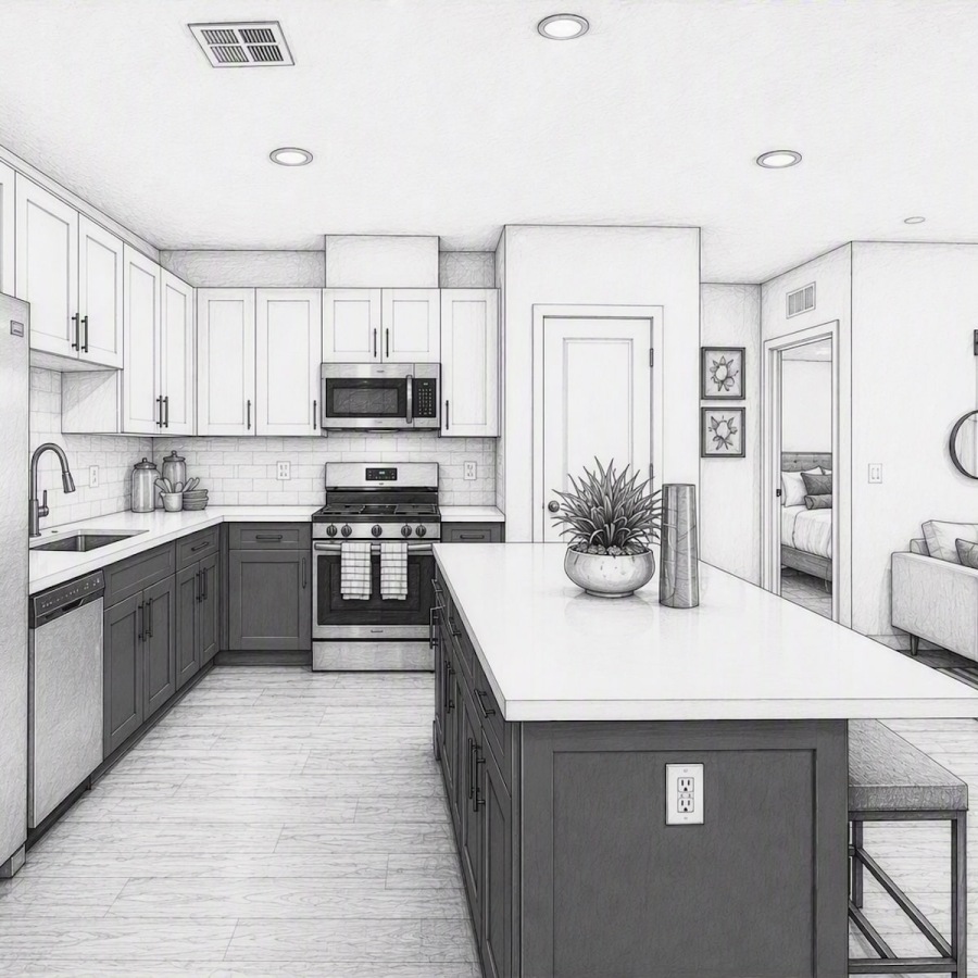 kitchen with ample counter-space